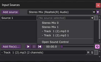 2 channels for the input audio